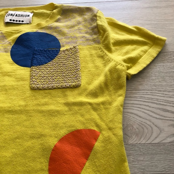 European “Con/fashion” Chest Pocket Knit Sweater Top Blouse - Picture 11 of 16